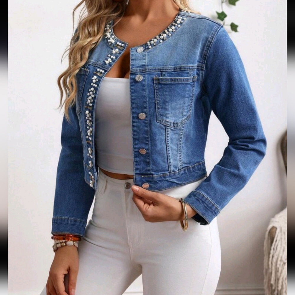 Women's Denim Jacket And Coat Long Sleeve, Fashionable For Summer - Picture 3 of 5
